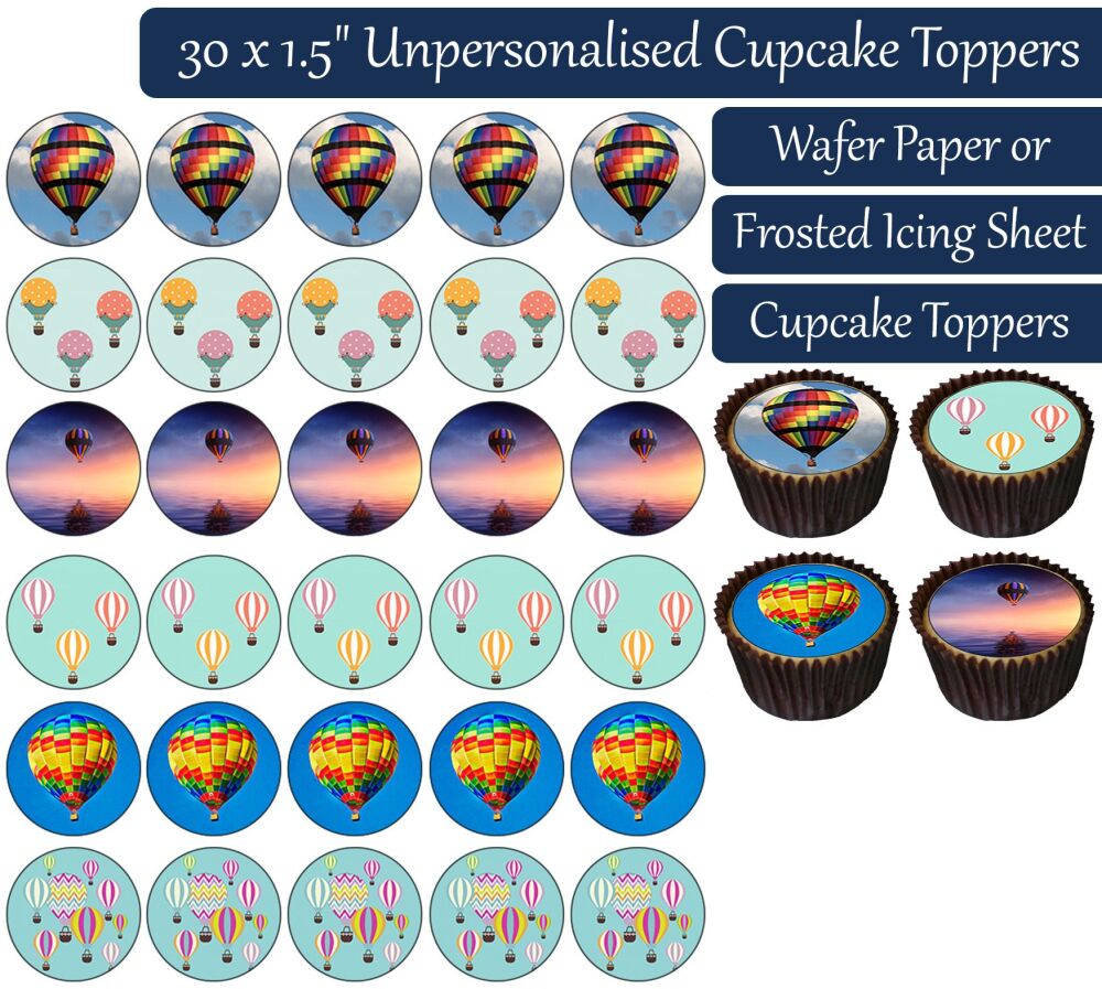 Hot Air Balloon - 30 Cupcake Toppers