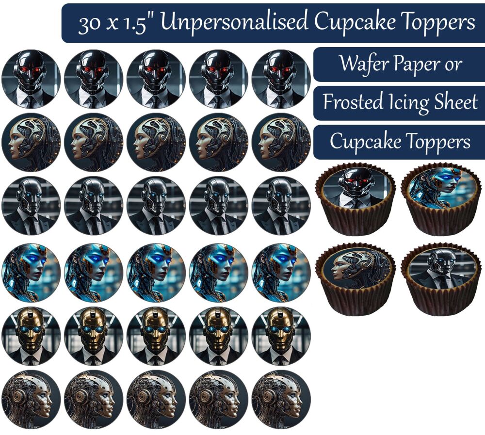 Human Robot - 30 Cupcake Toppers