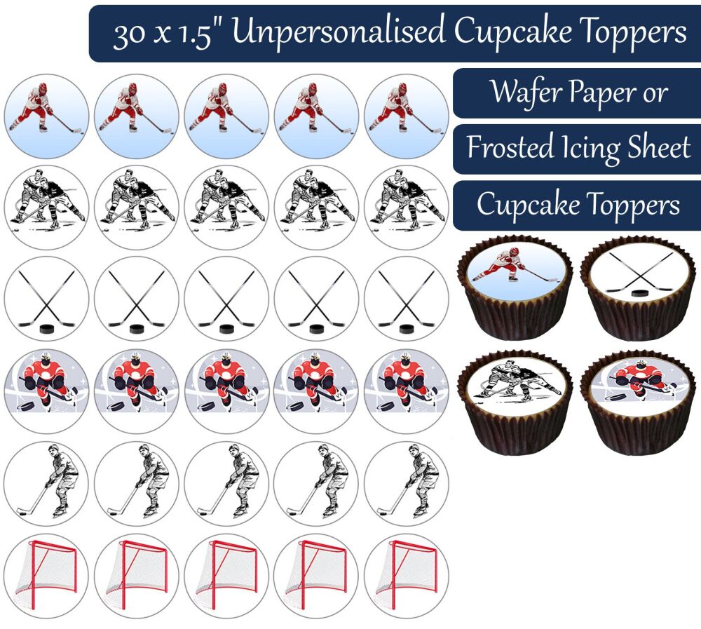 Ice Hockey - 30 Cupcake Toppers