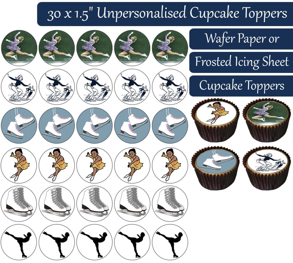Ice Skating - 30 Cupcake Toppers