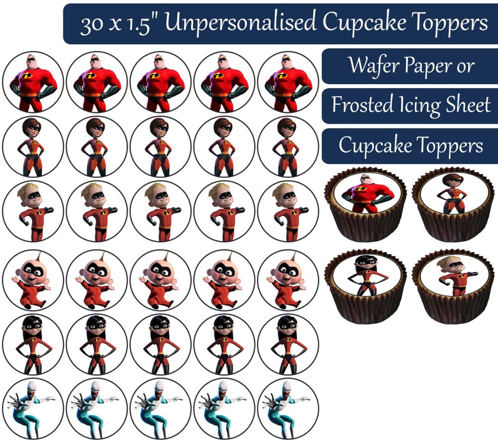 Incredibles - 30 Cupcake Toppers
