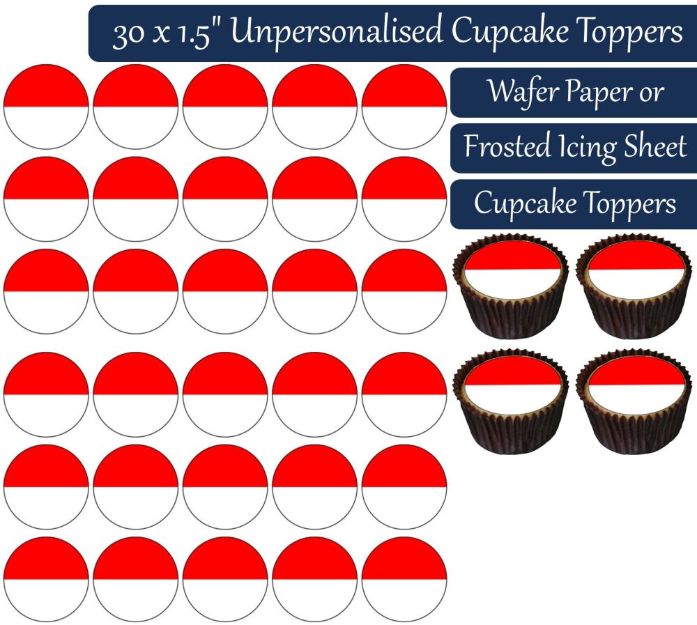 Indonesia Flag - 30 Cupcake Toppers