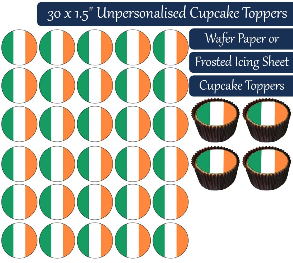 Ireland Flag - 30 Cupcake Toppers