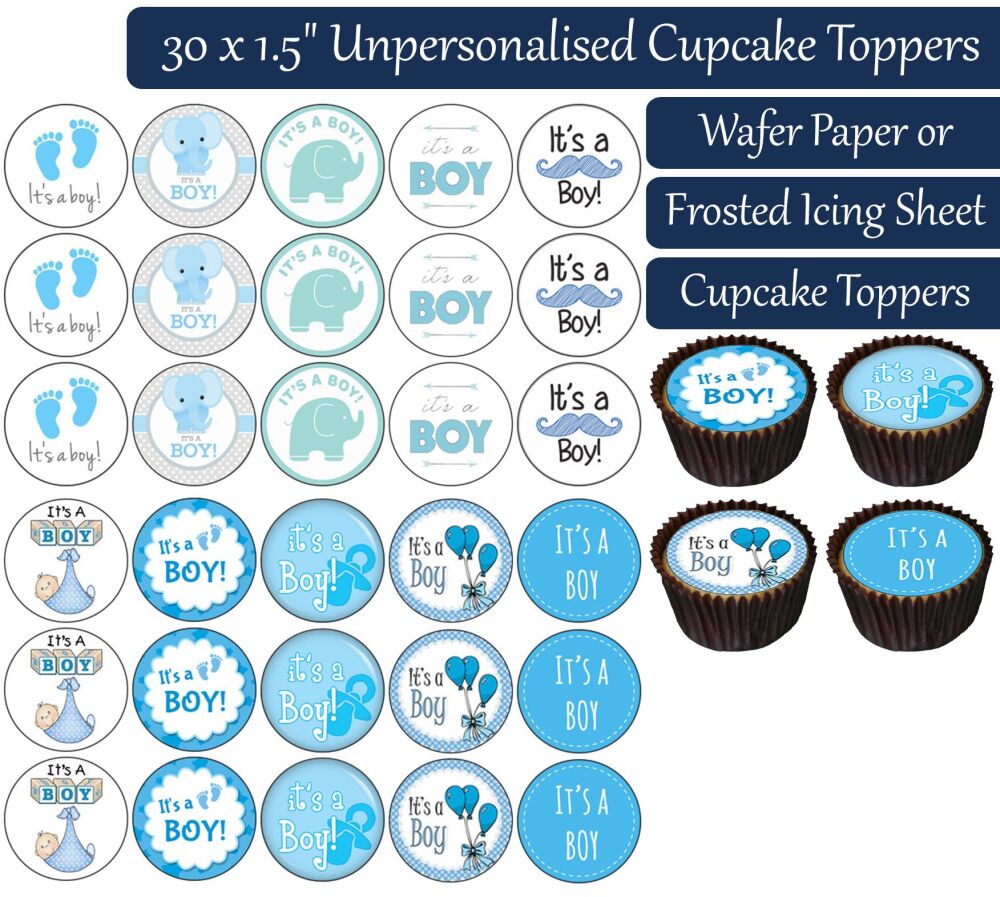 It's a Boy - 30 Cupcake Toppers