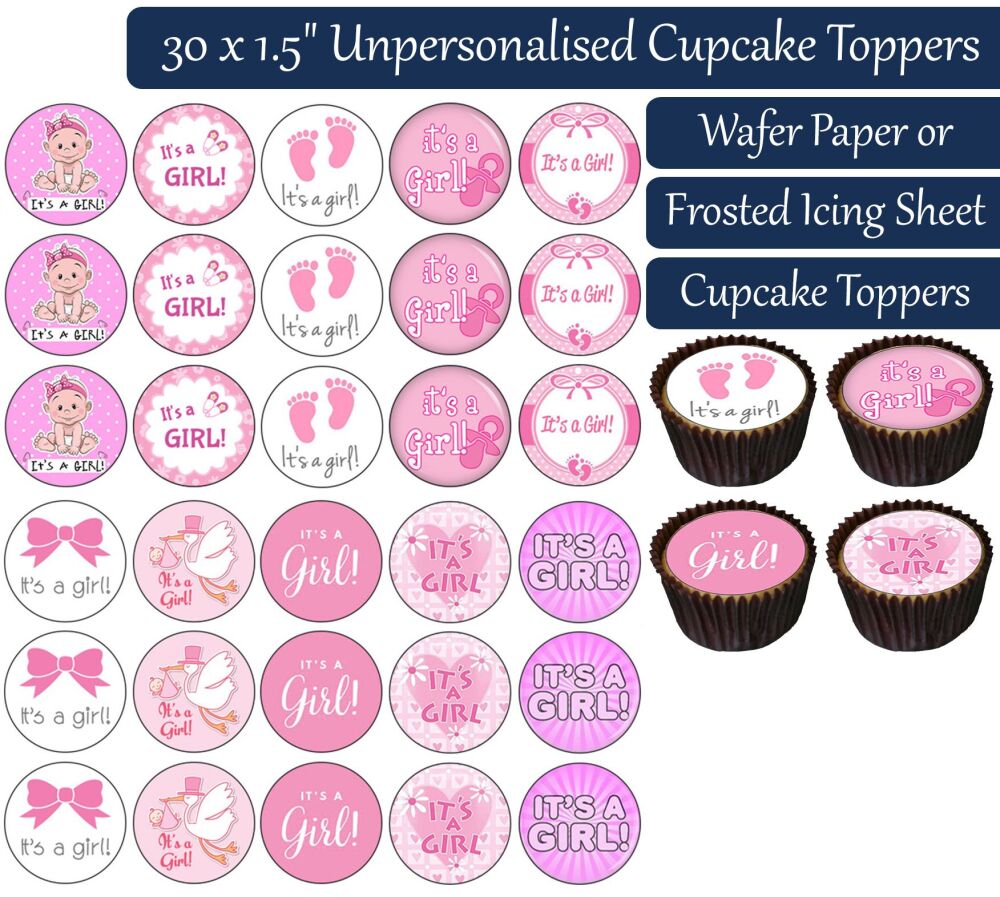 It's a Girl - 30 Cupcake Toppers