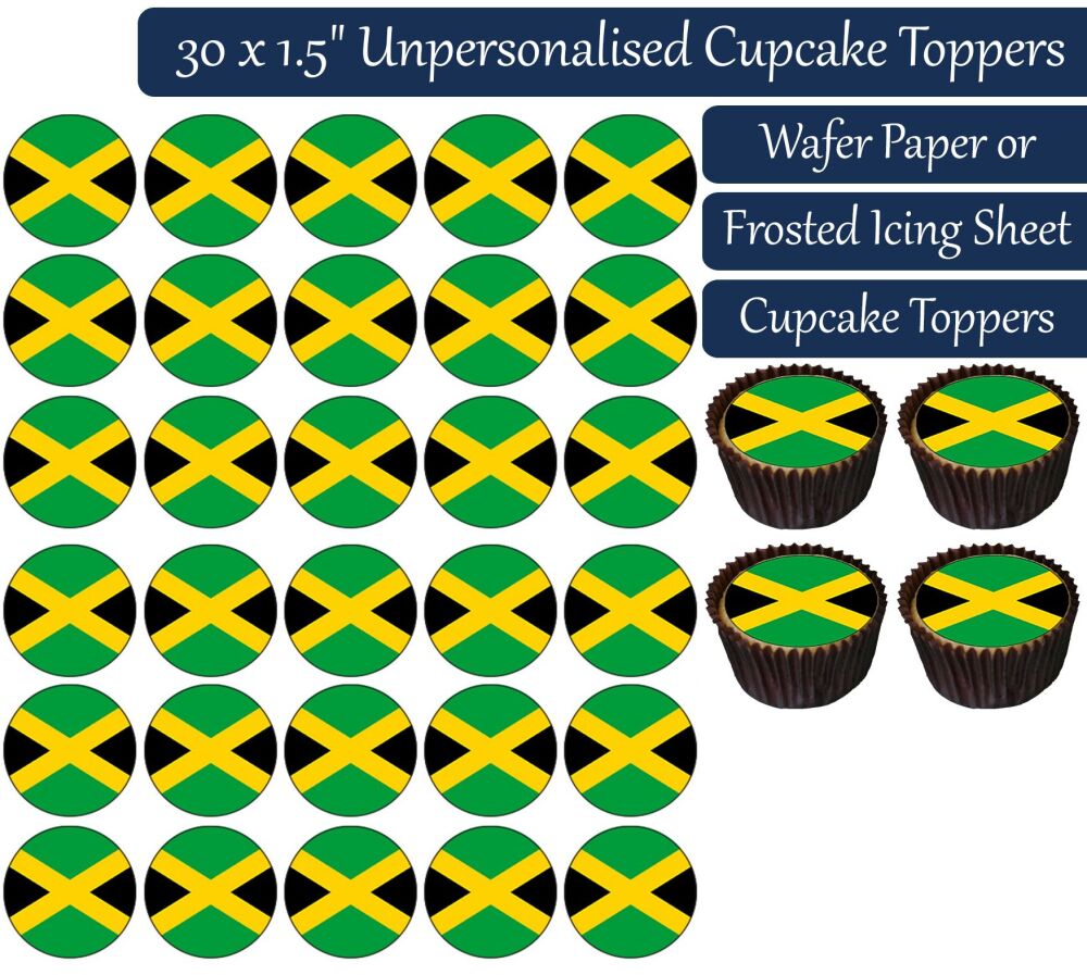 Jamaica Flag - 30 Cupcake Toppers