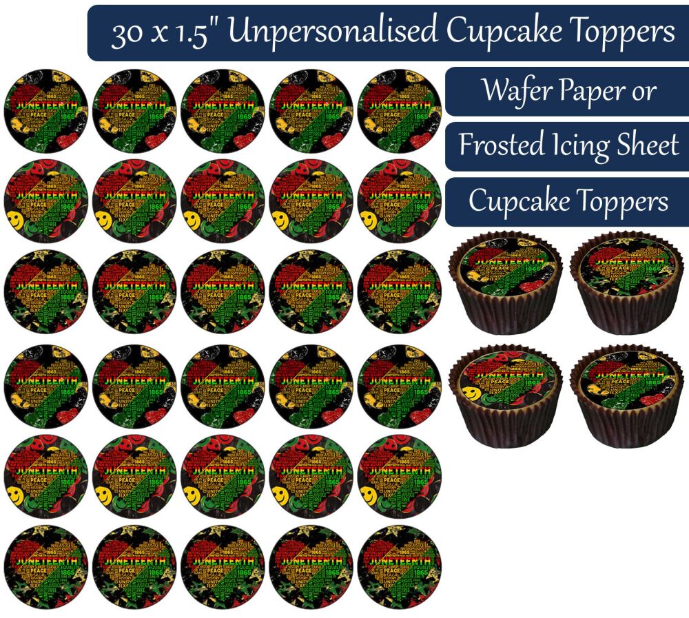 Juneteenth Black History - 30 Cupcake Toppers