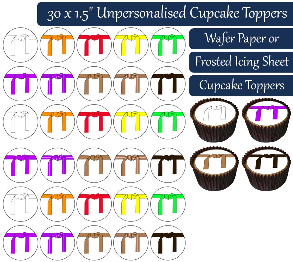 Karate Belt - 30 Cupcake Toppers