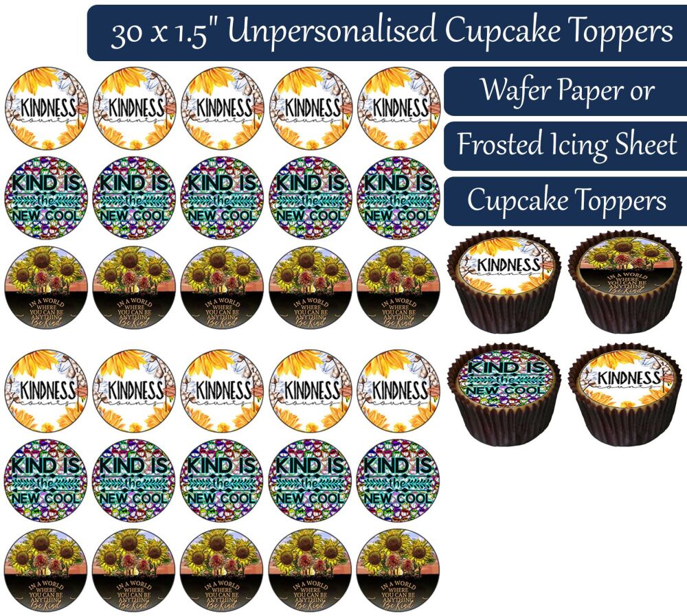 Kindness - 30 Cupcake Toppers