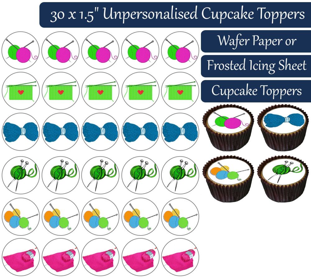 Knitting - 30 Cupcake Toppers