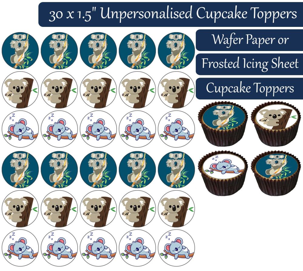 Koala Bears - 30 Cupcake Toppers