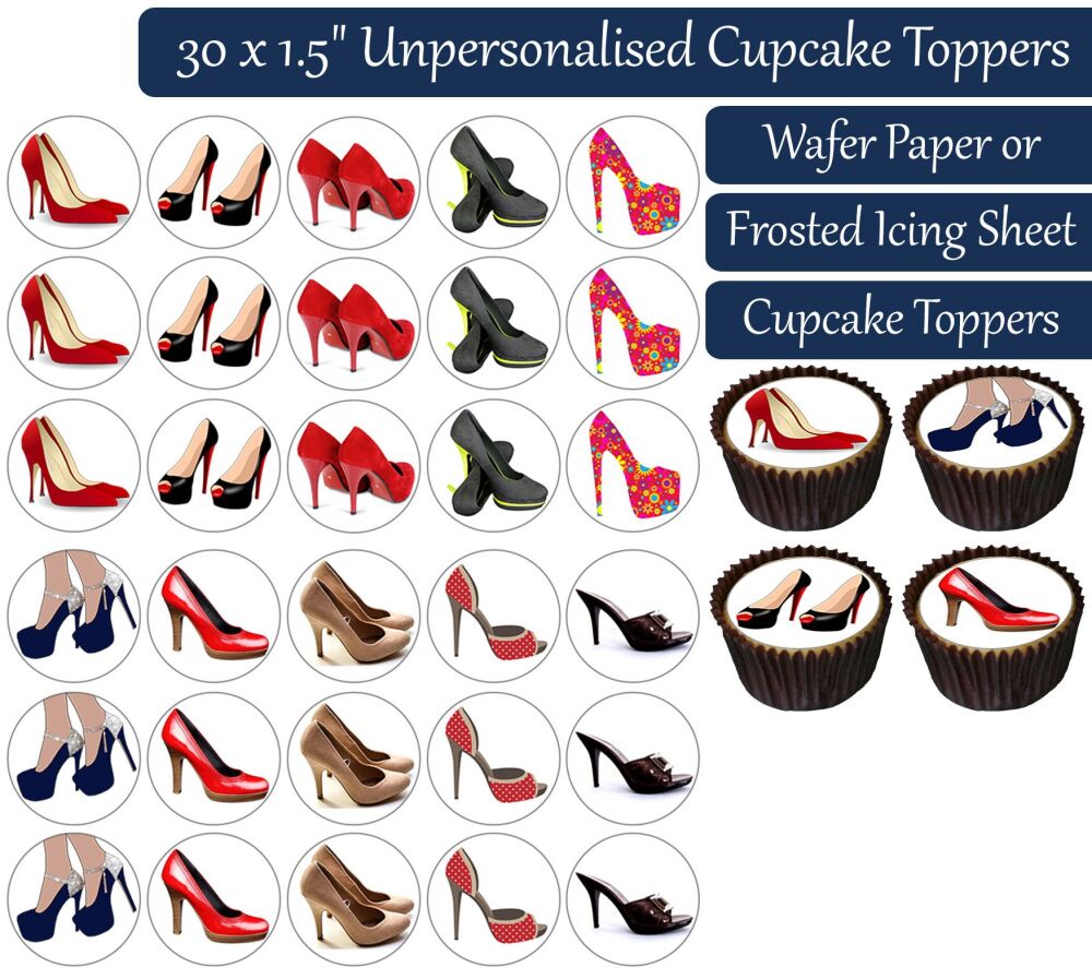 Ladies Shoes Heels - 30 Cupcake Toppers