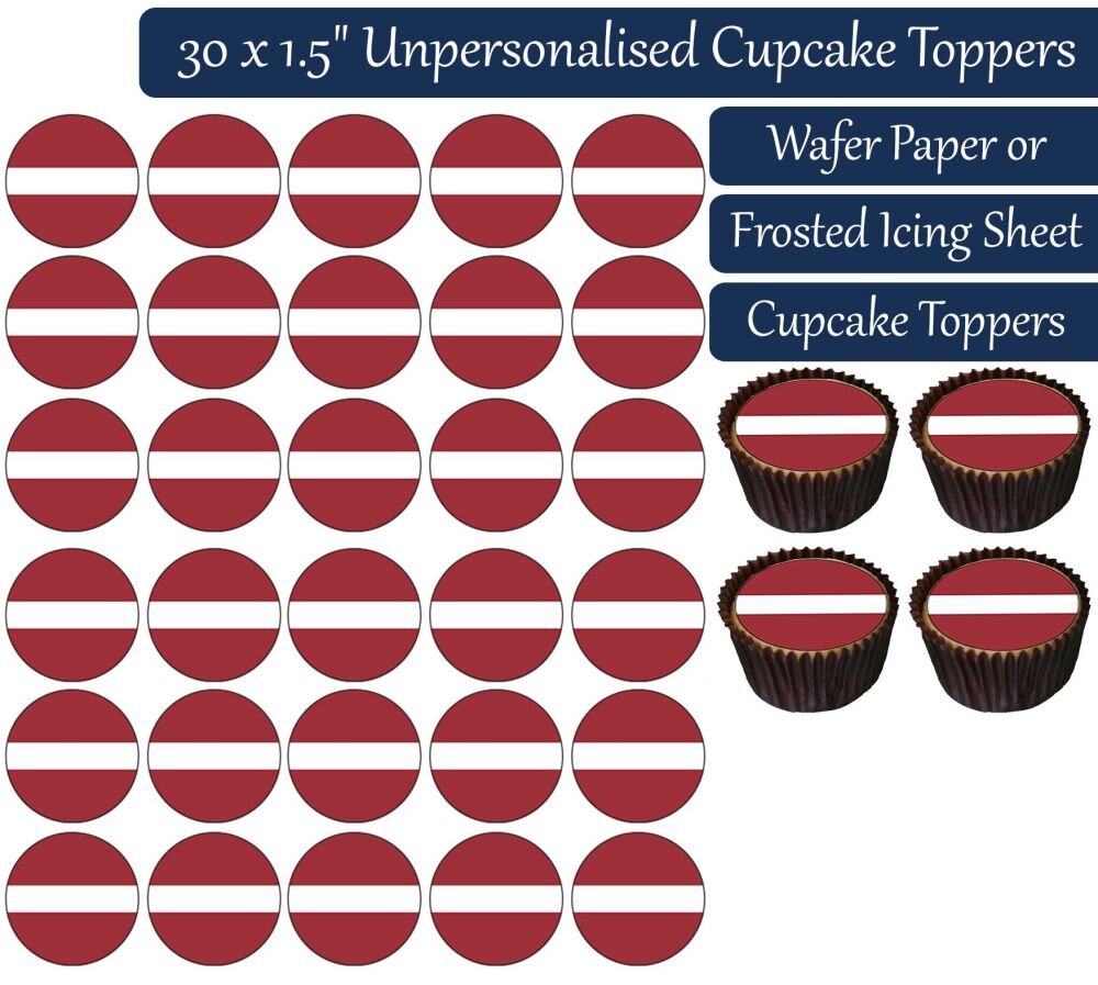 Latvia Flag - 30 Cupcake Toppers