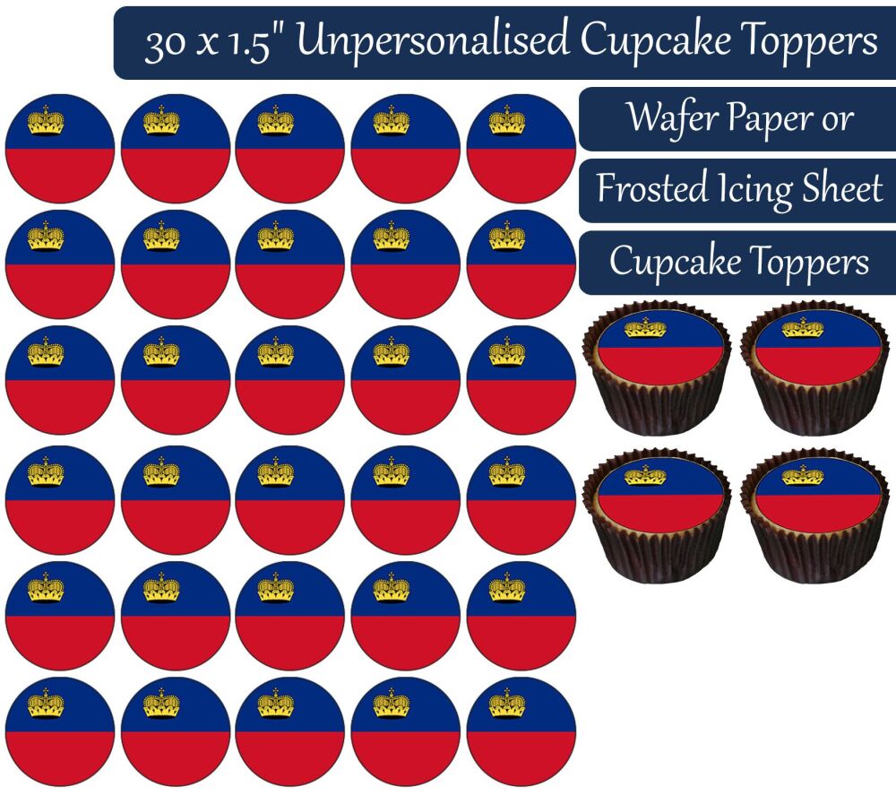 Leichtenstein Flag - 30 Cupcake Toppers