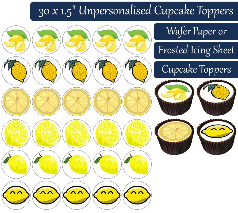 Lemons - 30 Cupcake Toppers