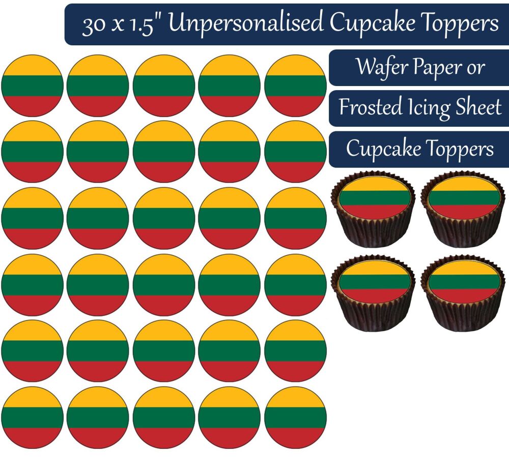 Lithuania Flag - 30 Cupcake Toppers