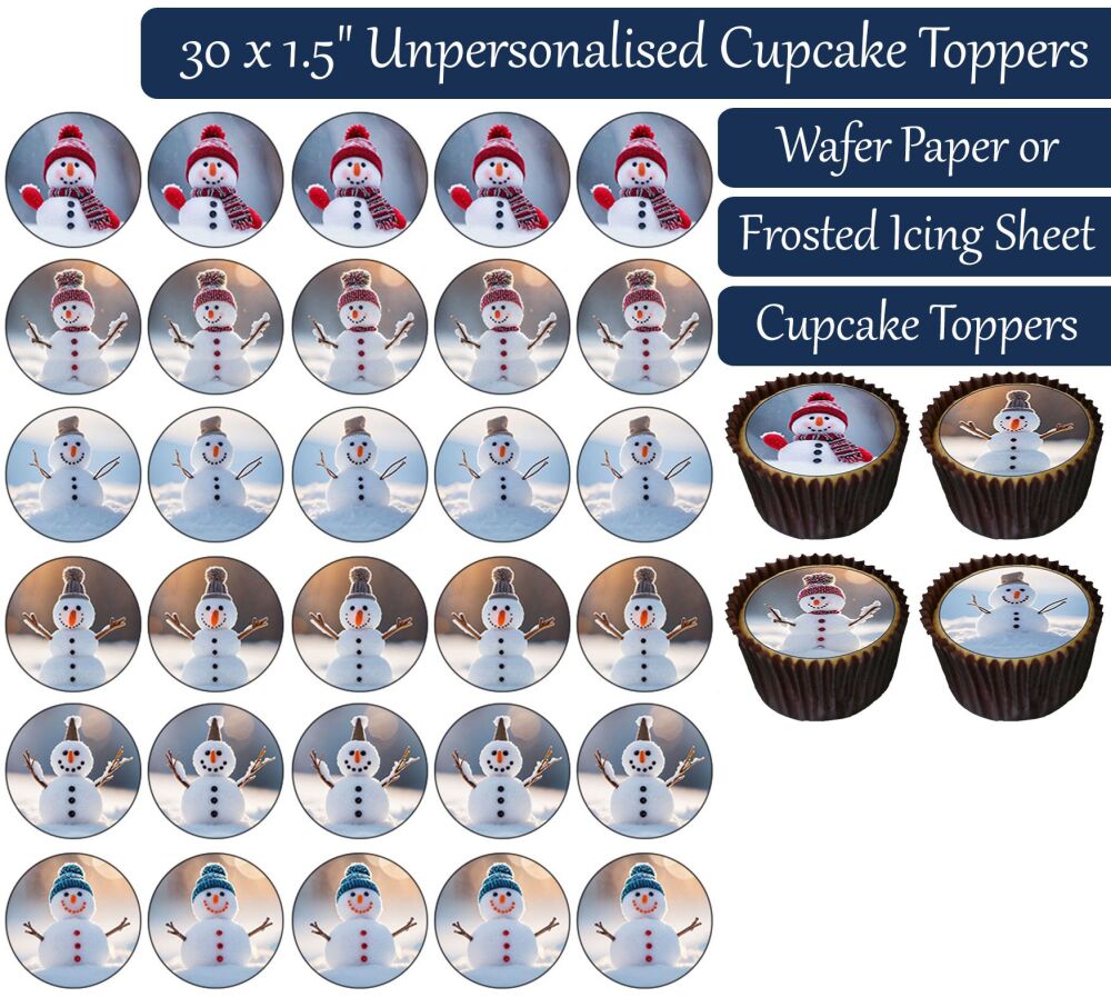 Little Snowman  - 30 Cupcake Toppers