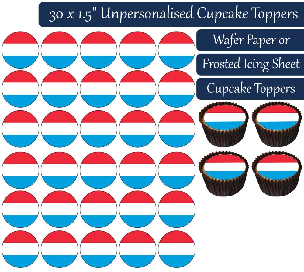 Luxembourg Flag - 30 Cupcake Toppers