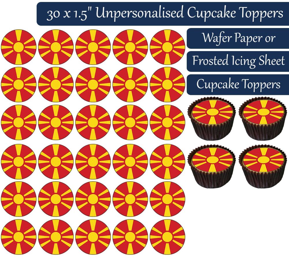 Macedonia Flag - 30 Cupcake Toppers