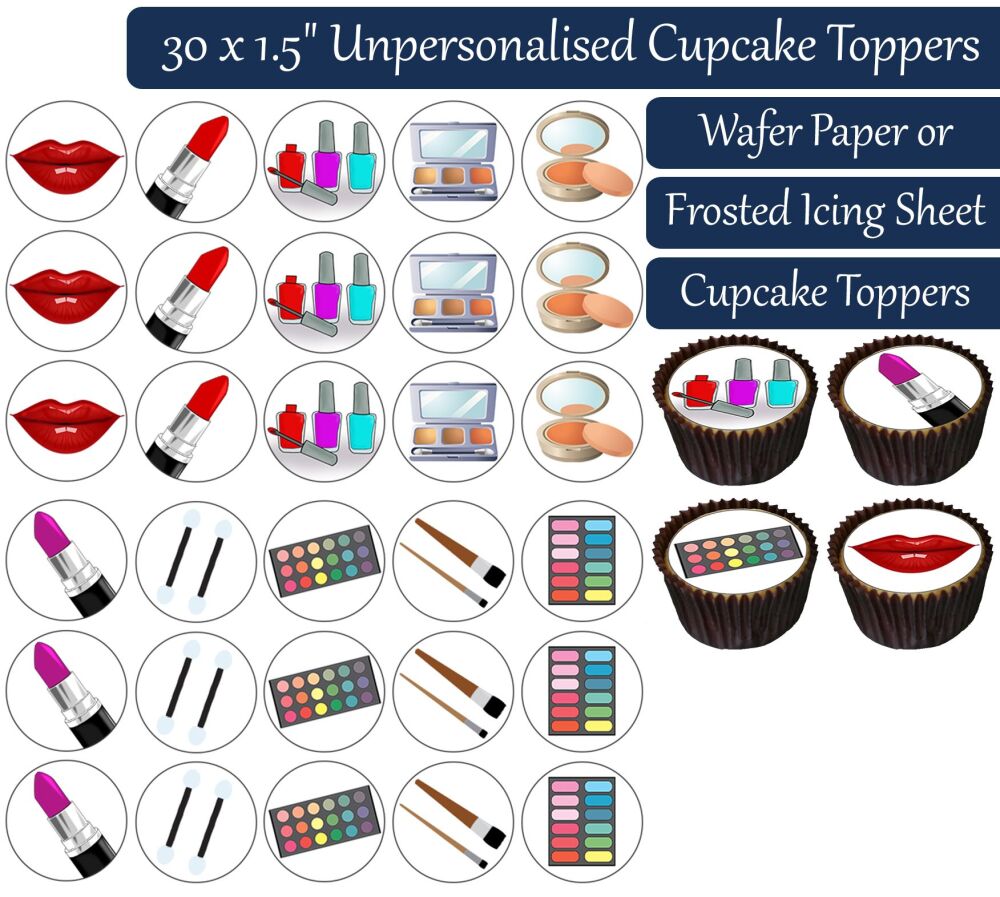 Makeup - 30 Cupcake Toppers