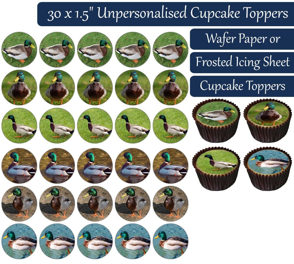 Mallard Ducks - 30 Cupcake Toppers