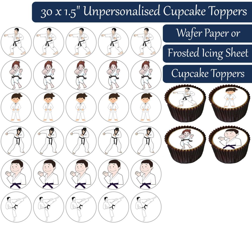 Martial Arts Karate - 30 Cupcake Toppers