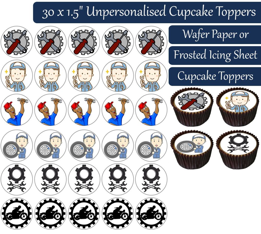 Mechanic - 30 Cupcake Toppers