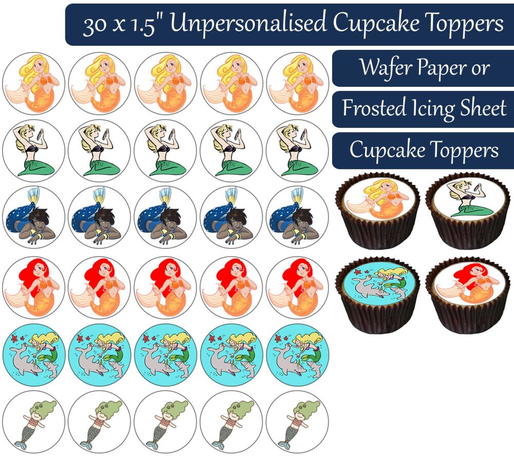 Mermaid - 30 Cupcake Toppers