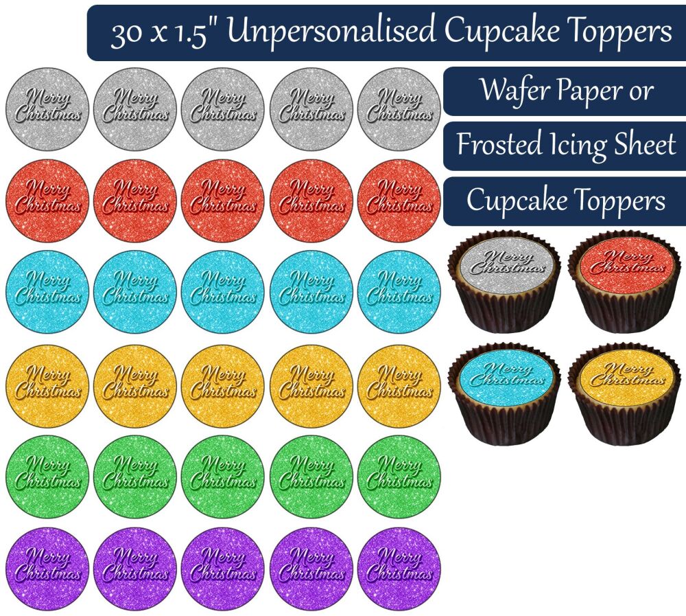 Merry Christmas - 30 Cupcake Toppers
