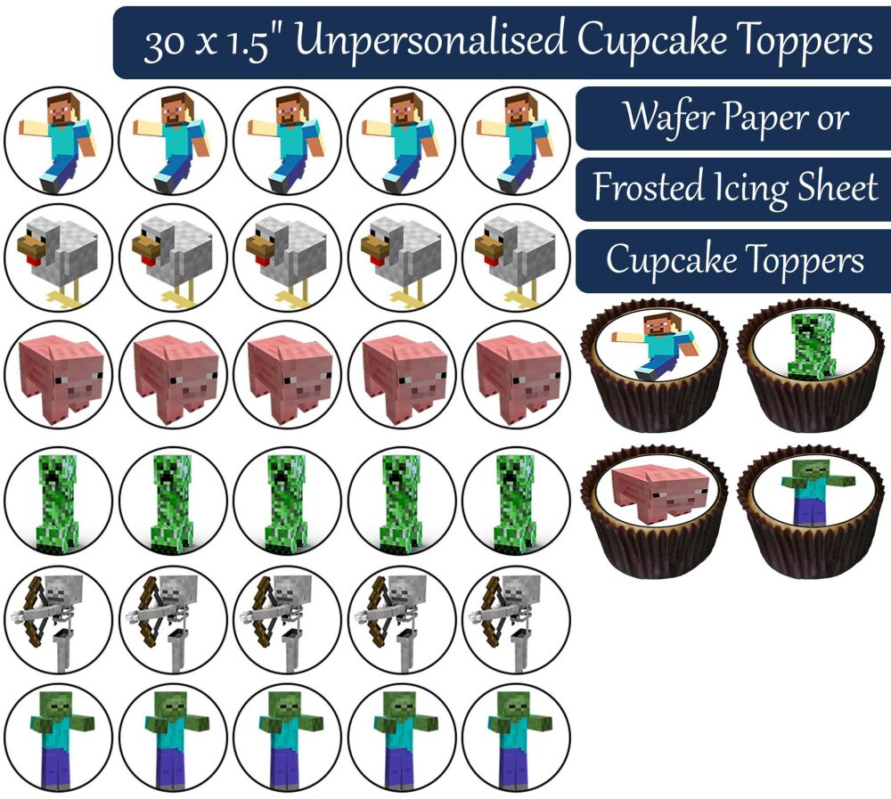 Minecraft - 30 Cupcake Toppers