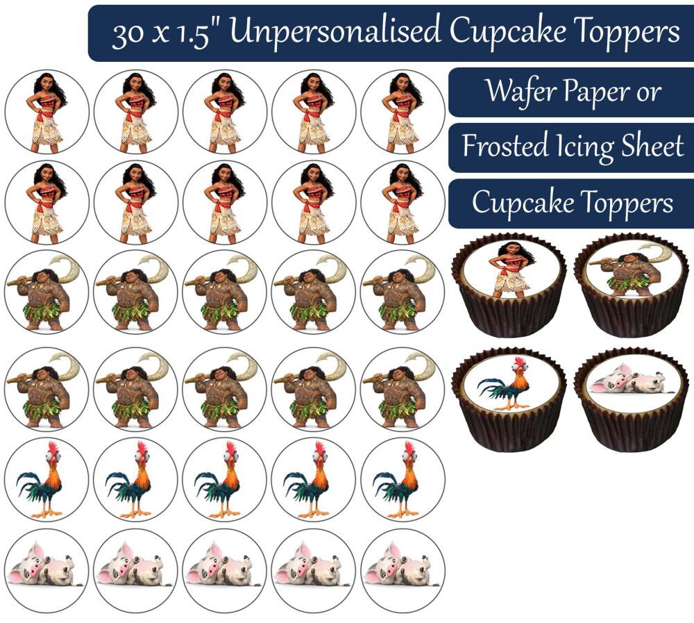 Moana - 30 Cupcake Toppers