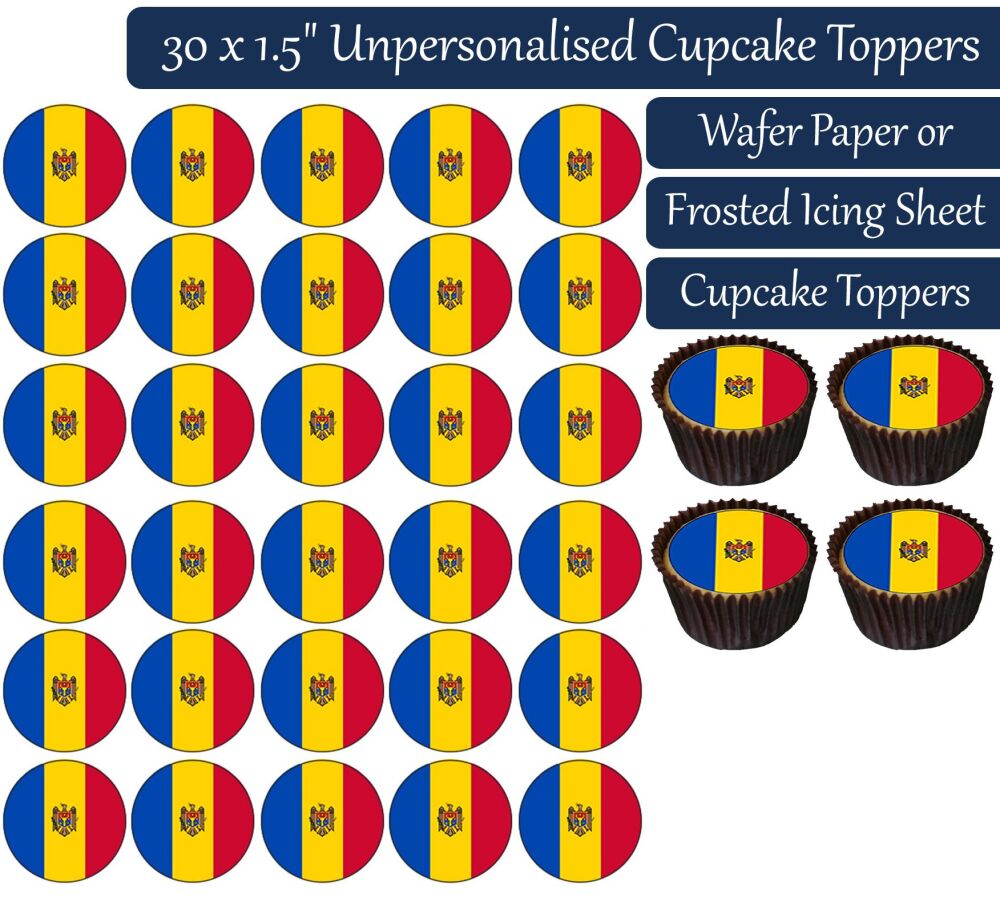 Moldova Flag - 30 Cupcake Toppers