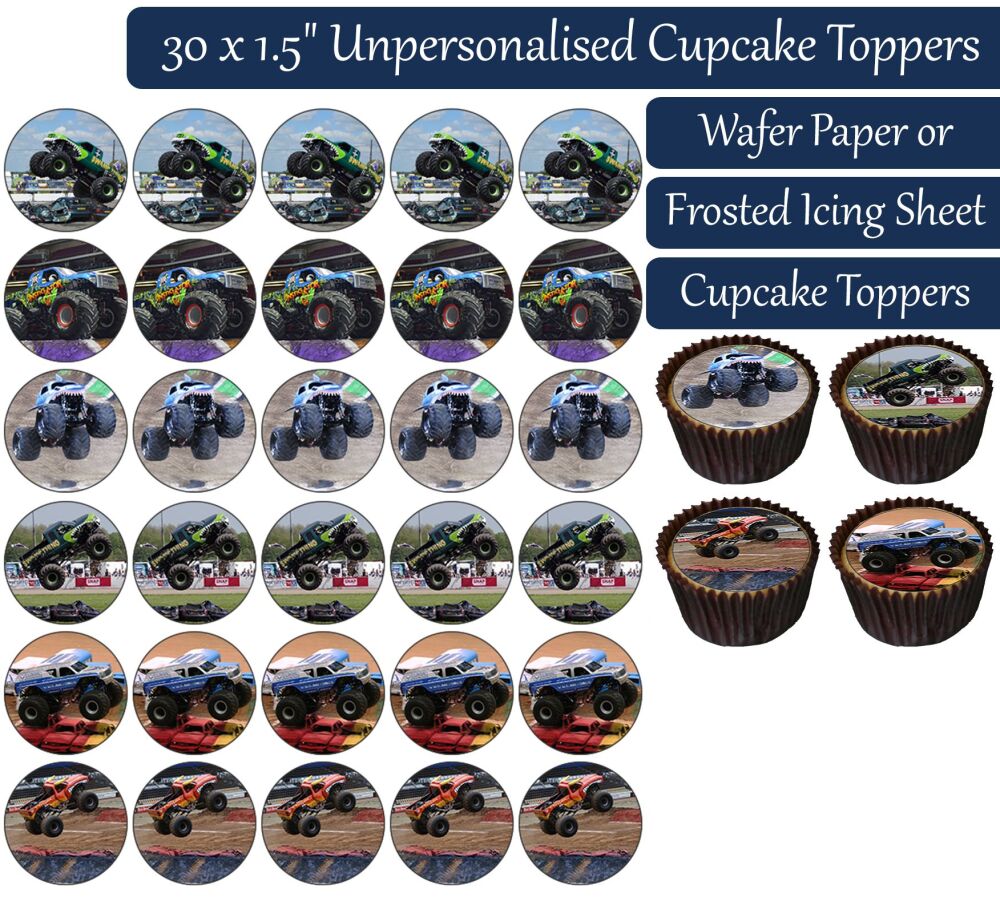 Monster Truck - 30 Cupcake Toppers