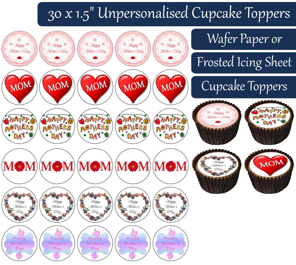 Mother's Day - 30 Cupcake Toppers
