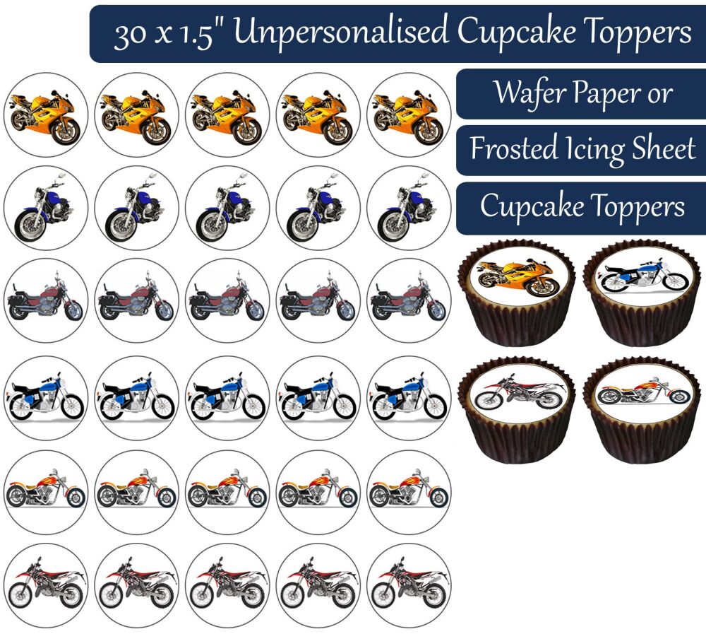 Motorbike - 30 Cupcake Toppers