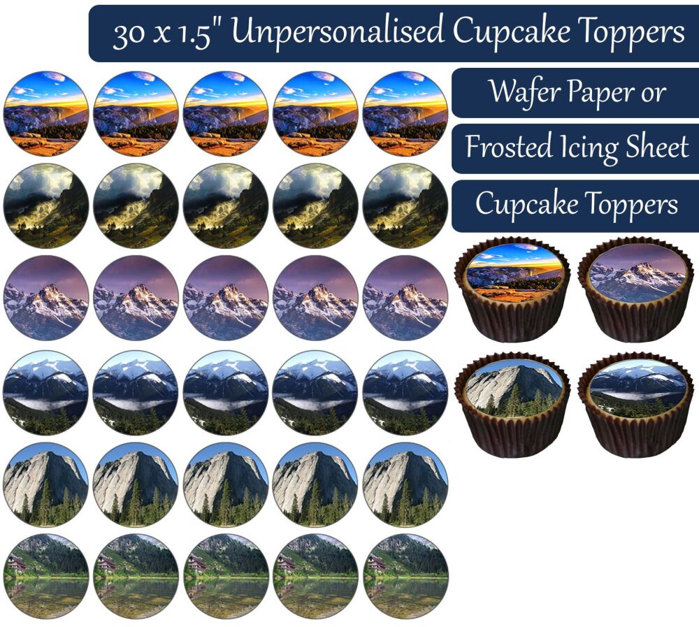 Mountain Views - 30 Cupcake Toppers