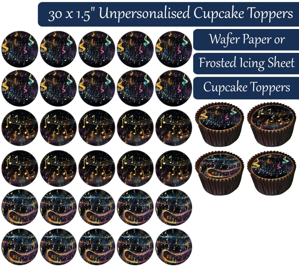 Musical Notes - 30 Cupcake Toppers