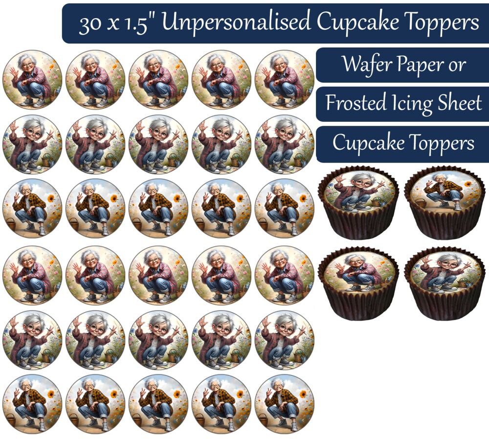 Nan Gardening - 30 Cupcake Toppers