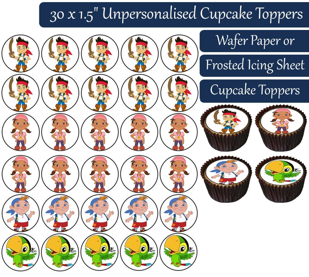 Neverland Pirates - 30 Cupcake Toppers