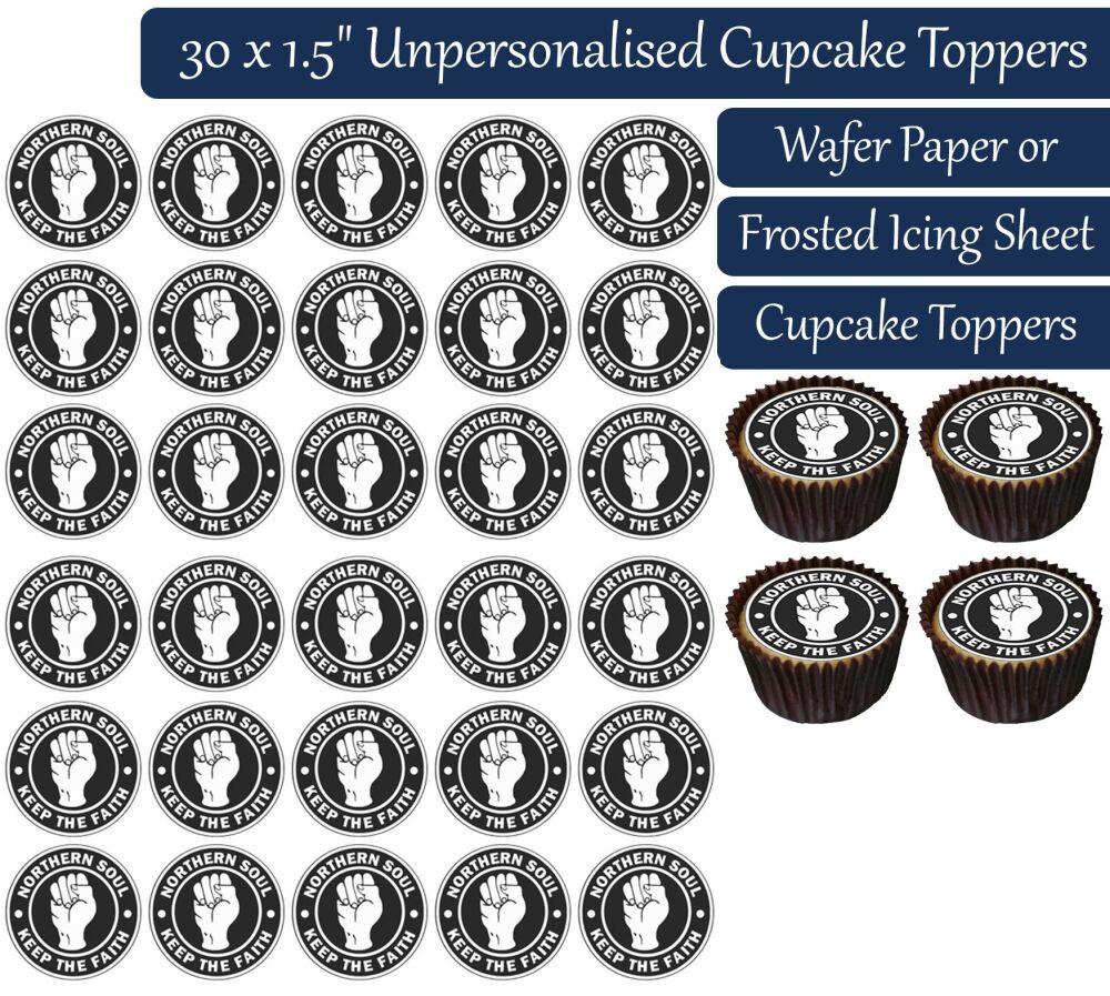 Northern Soul - 30 Cupcake Toppers