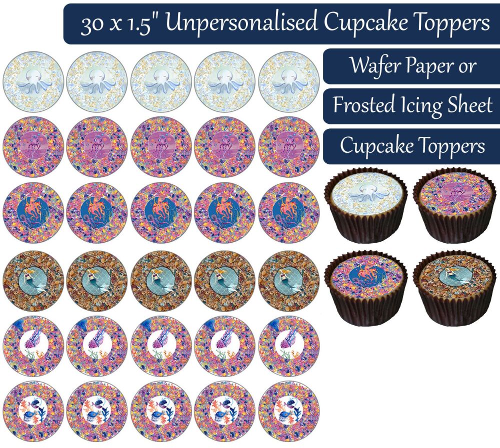 Ocean Sea - 30 Cupcake Toppers