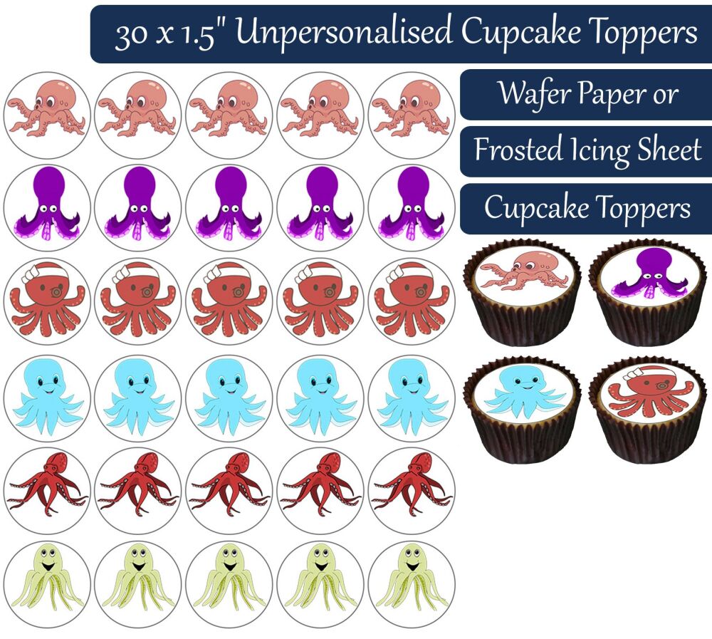 Octopus - 30 Cupcake Toppers