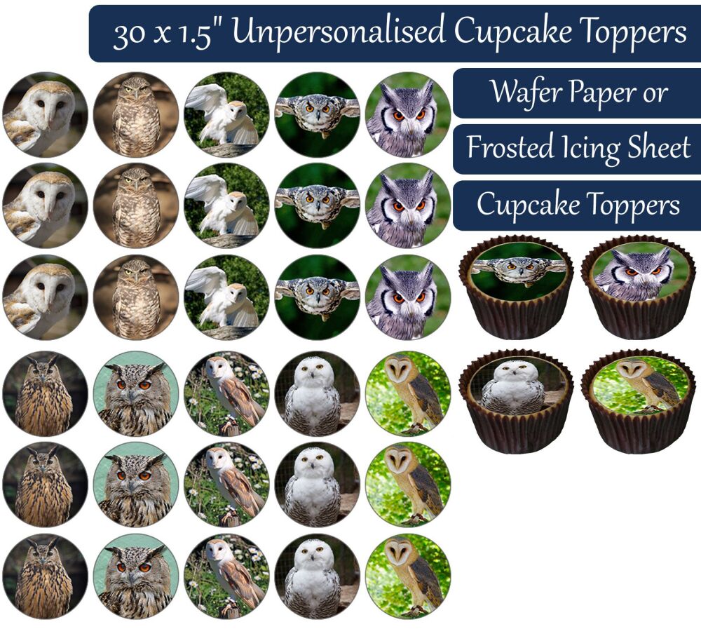 Owl - 30 Cupcake Toppers
