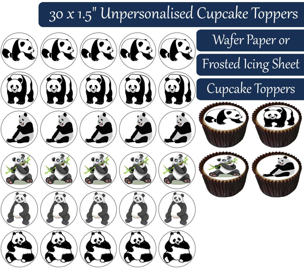 Panda Bear - 30 Cupcake Toppers