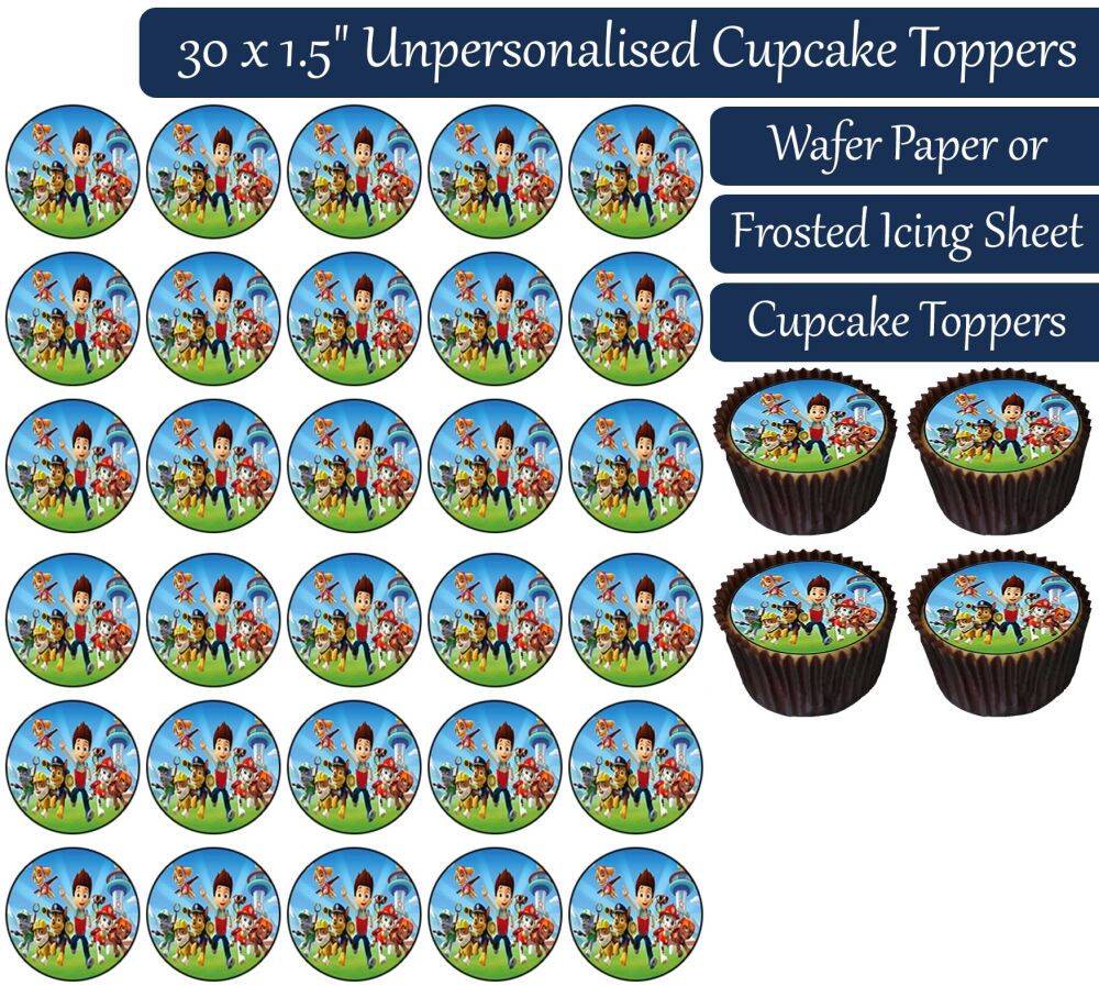 Paw Patrol Gang - 30 Cupcake Toppers
