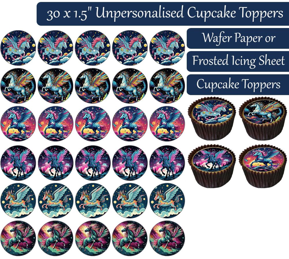 Pegasus Space - 30 Cupcake Toppers