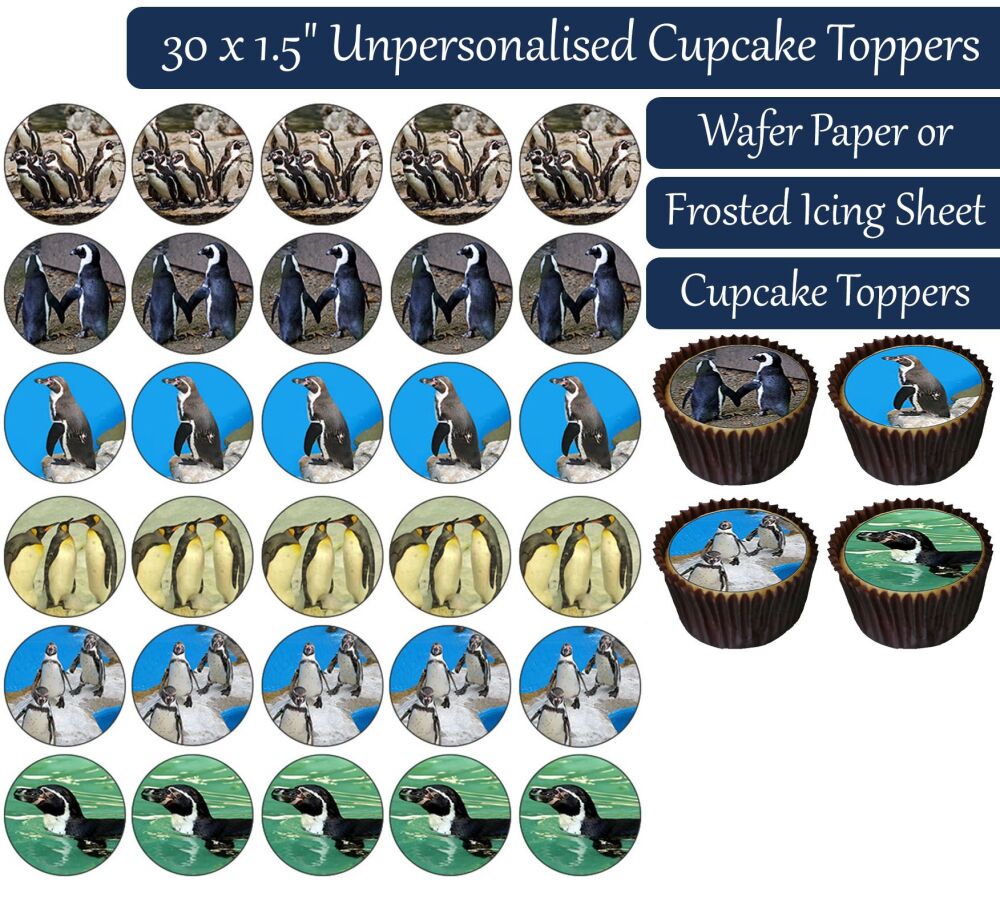 Penguins - 30 Cupcake Toppers