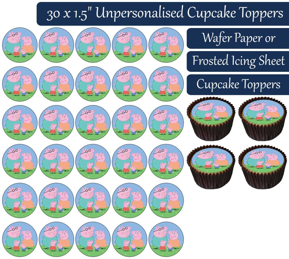 Peppa Pig Family - 30 Cupcake Toppers