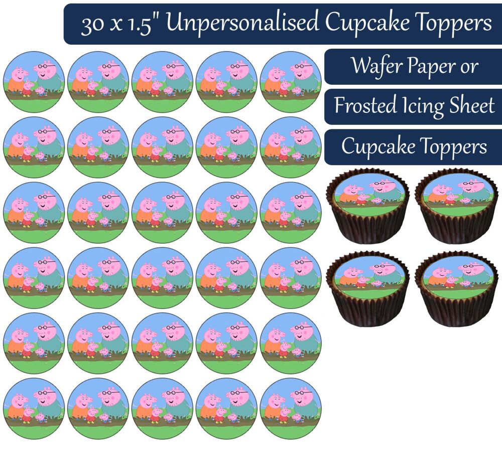 Peppa Pig Family Muddy Puddle Splash - 30 Cupcake Toppers