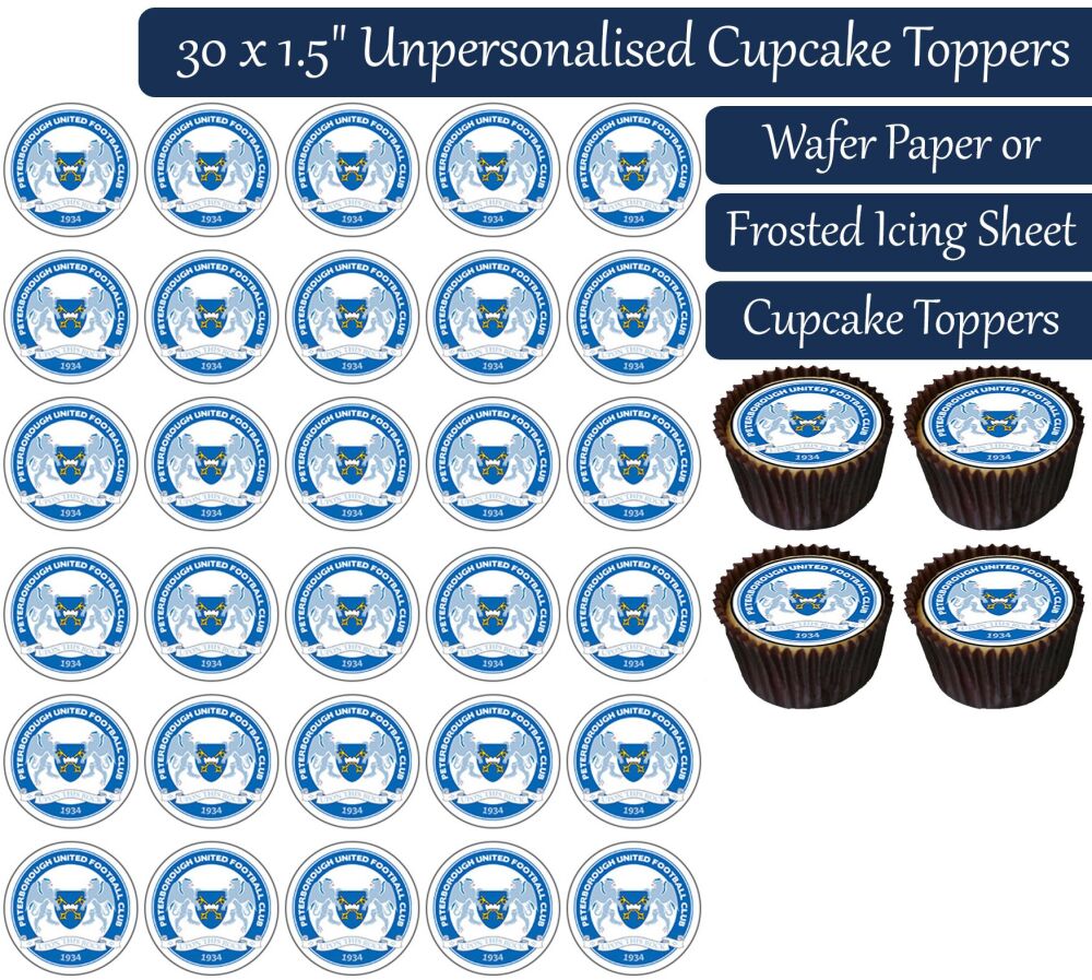 Peterborough United Football - 30 Cupcake Toppers